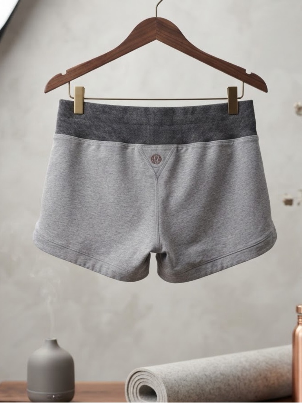 VINTAGE Lululemon French Terry Shorts Heathered Gray Side Tie Rare No Size